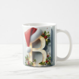Café Caneca de Natal com Inicial B – Design de Letra Fe