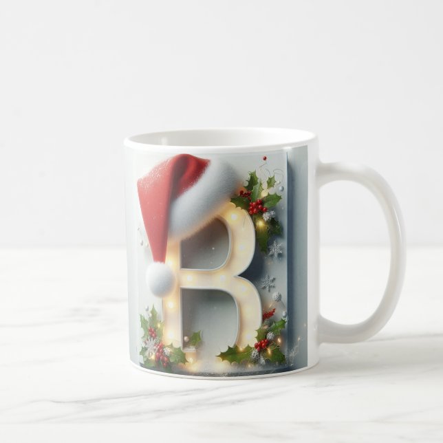 Café Caneca de Natal com Inicial B – Design de Letra Fe (Direita)
