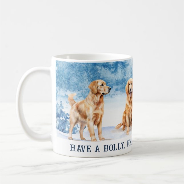Café Caneca de Natal com Labradores Retrievers Dourados (Esquerda)