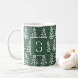 Café Caneca de Natal com Monograma Personalizado e Árvo