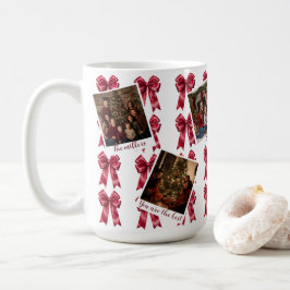 Café Caneca de Natal com Múltiplas Fotos e Laços Vermel