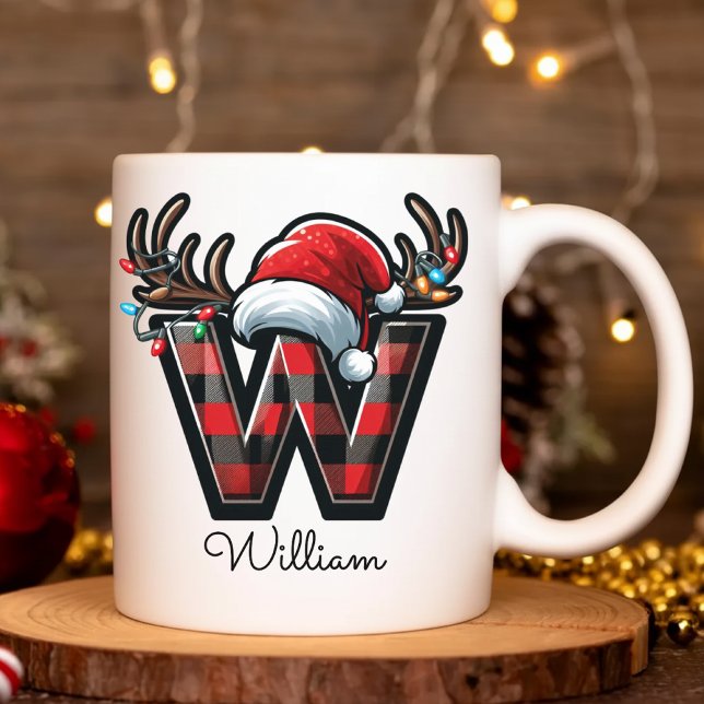 Café Caneca de Natal com Nome Personalizado Presente de (Elegant Christmas Monogram Mug – Personalized Gift for Best Friends, Coworkers & Teachers)