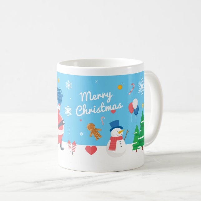 Café Caneca de Natal com Padrão (Frente Esquerda)