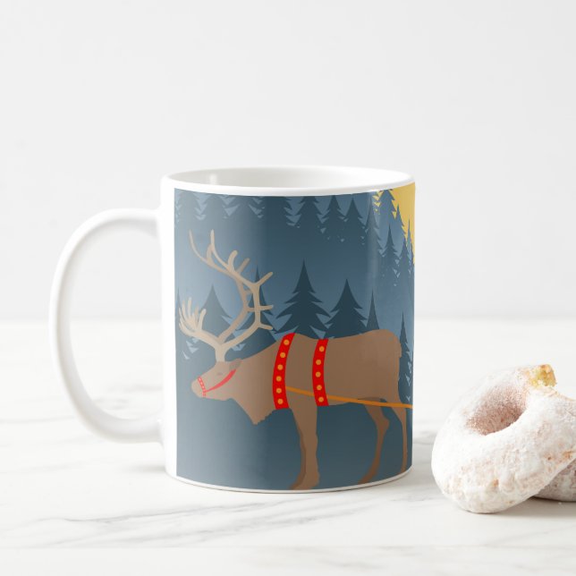 Café Caneca de Natal com Reindeer, Lapland e Sleigh (Com Donut)
