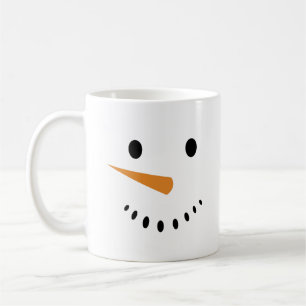 Café Caneca de Natal com Rosto de Boneco de Neve Fofo