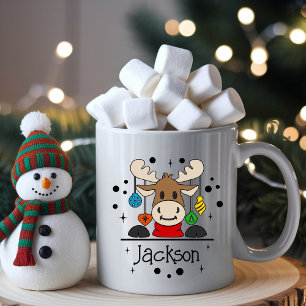 Café Caneca de Natal da Rena para Crianças com Nome