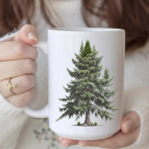 Caneca de Natal de Árvore de Pinheiro Minimalista 