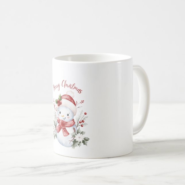 Café Caneca de Natal de Boneco de Neve Fofo (Frente Esquerda)