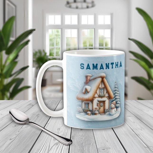 Café Caneca de Natal de Boneco de Neve Personalizada co (Criador carregado)