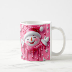 Café Caneca de Natal de Boneco de Neve Rosa Fofa