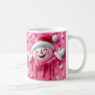 Café Caneca de Natal de Boneco de Neve Rosa Fofa
