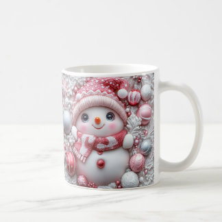 Café Caneca de Natal de Boneco de Neve Rosa Fofa | Cane