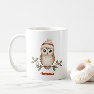 Café Caneca de Natal de Coruja Caprichosa Personalizada