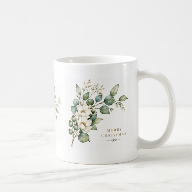 Café Caneca de Natal de Eucalipto Botânico Elegante (Direita)