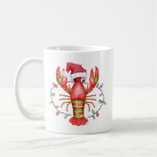 Café Caneca de Natal de Lagosta Festiva com Chapéu de P