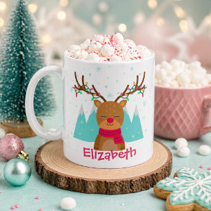 Café Caneca de Natal de Renas Fofas para Crianças