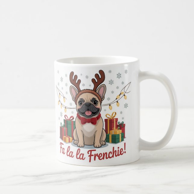 Café Caneca de Natal do Bulldog Francês – Fa La La Fren (Direita)