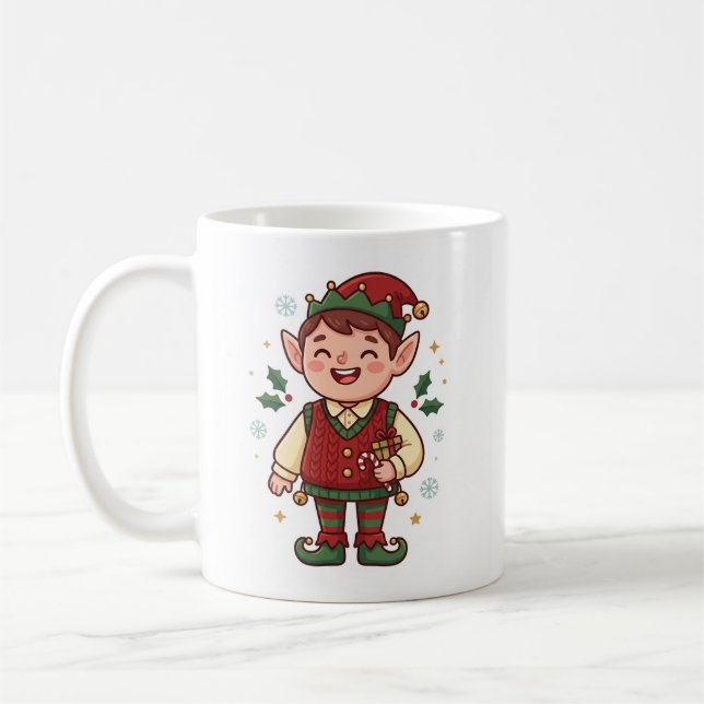 Café Caneca de Natal do Elfo do Papai Noel Fofo (Esquerda)