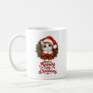 Café Caneca de Natal do Gatinho Fofo Meowy