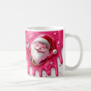 Café Caneca de Natal do Papai Noel Rosa Fofa Caneca d