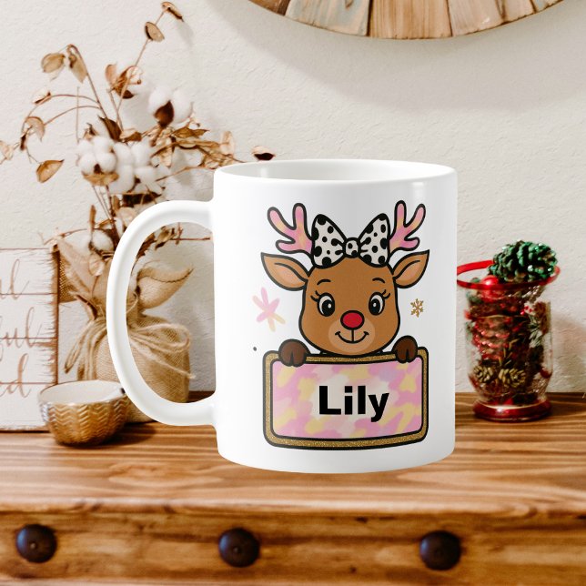 Café Caneca de Natal do Renas Cute Rudolph para Criança (Cute Rudolph Reindeer Christmas Mug for Kids)