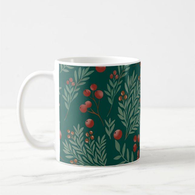Café Caneca de Natal Elegante com Frutas Vermelhas (Esquerda)