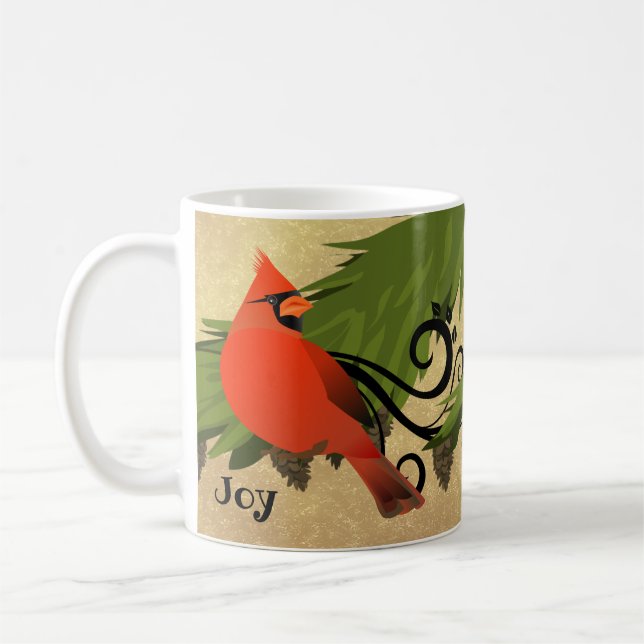 Café Caneca de Natal Férias do Pássaro Cardinal Vermelh (Esquerda)