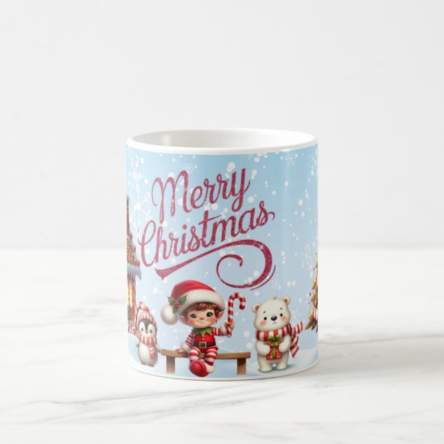 Café Caneca de Natal Festiva I Elf, Pinguim e Urso Pola (Centro)
