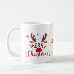Café Caneca de Natal Floral Veado Vermelho Alegre