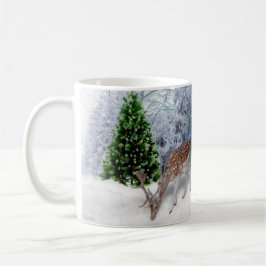 Café Caneca de Natal Floresta Pacífica com Veados
