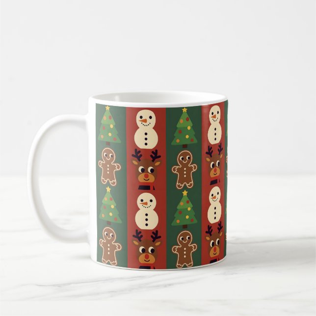 Café Caneca de Natal Fofo Ícones Retro (Esquerda)