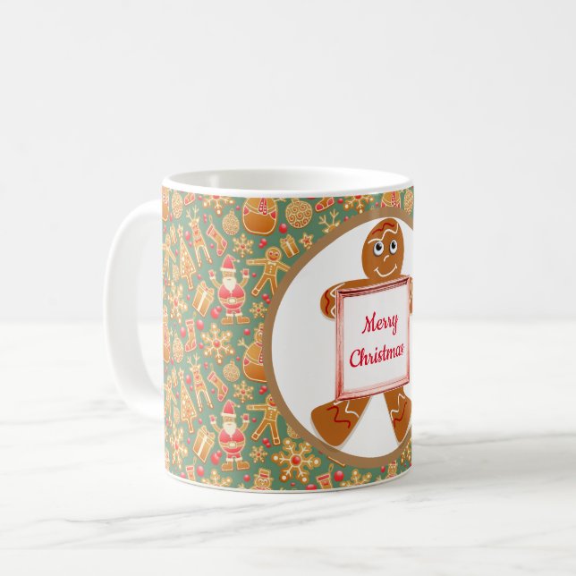 Café Caneca de Natal Homem de Biscoito (Frente Esquerda)