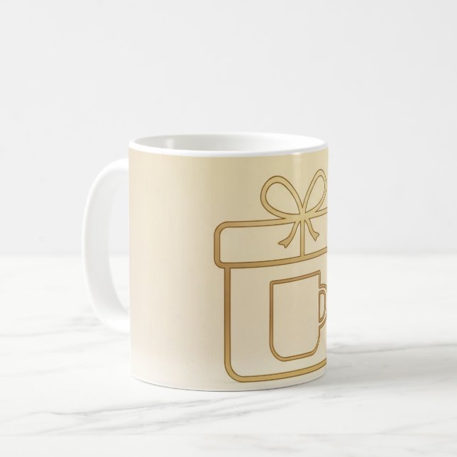 Café Caneca de Natal Ícone de Presente Dourado Minimal  (Frente Esquerda)