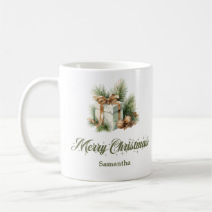 Café Caneca de Natal Minimalista Escandinava com Nome P