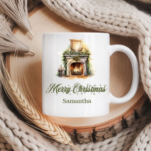 Café Caneca de Natal Nome Personalizado Estilo Neutro T