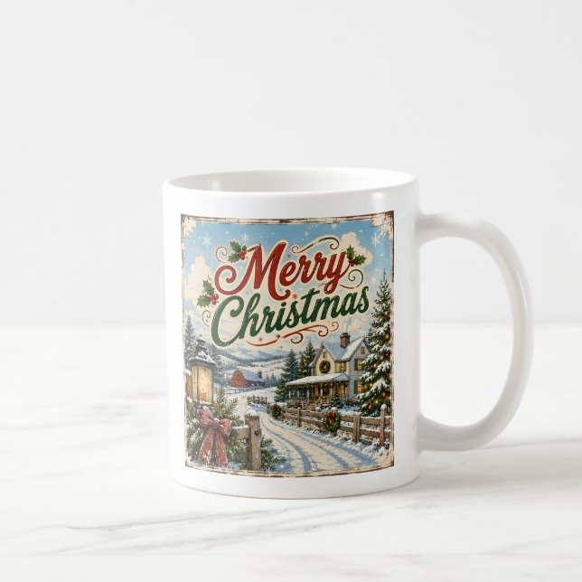 Café caneca de natal paisagem vintage (Direita)