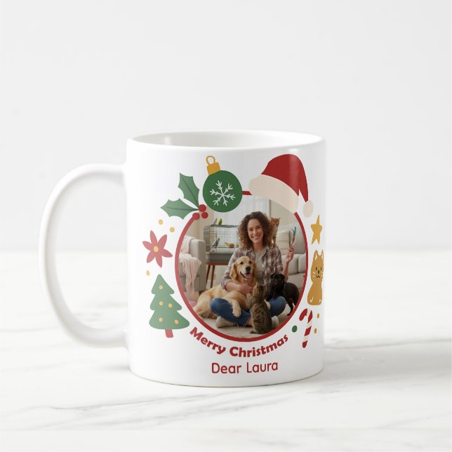 Café Caneca de Natal Personalizada com Foto e Nome de P (Esquerda)