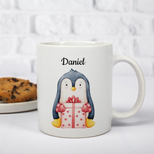Café Caneca de Natal Personalizada Com Um Pinguim Fofo (Criador carregado)