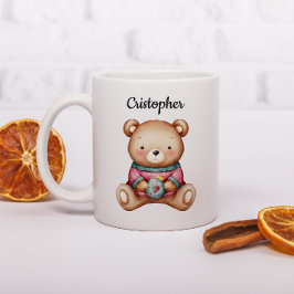 Café Caneca de Natal Personalizada Com Um Urso Teddy Fo