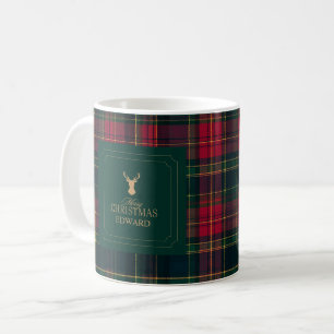 Café Caneca de Natal Personalizada com Xadrez Tartan pa