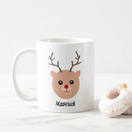 Café Caneca de Natal Personalizada de Reindeer Vermelha