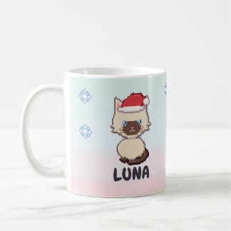 Café Caneca de Natal personalizada do gato siamês