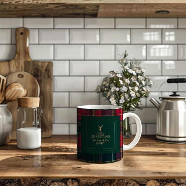 Café Caneca de Natal Personalizada Família com Xadrez E (Criador carregado)