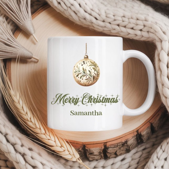 Café Caneca de Natal Personalizada Nome Escrito Nórdico (Personalized Christmas Mug Nordic Script Name)