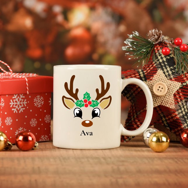 Café Caneca de Natal Personalizada para Reindeer (Criador carregado)