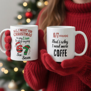 Café Caneca de Natal Personalizada “Seis Sete” para a M