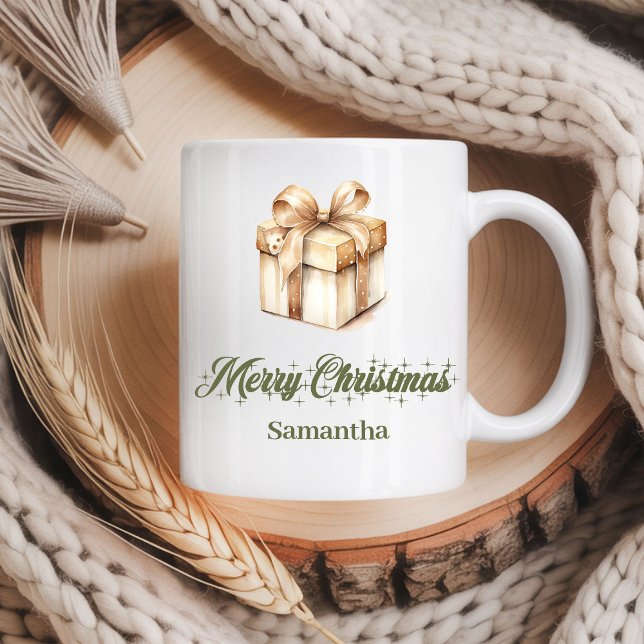 Café Caneca de Natal Personalizada Terrosa (Personalized Earthy Christmas Coffee Mug)