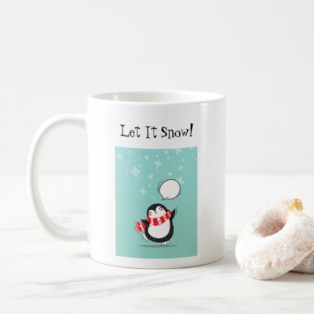 Café Caneca de Natal Pinguim (Com Donut)