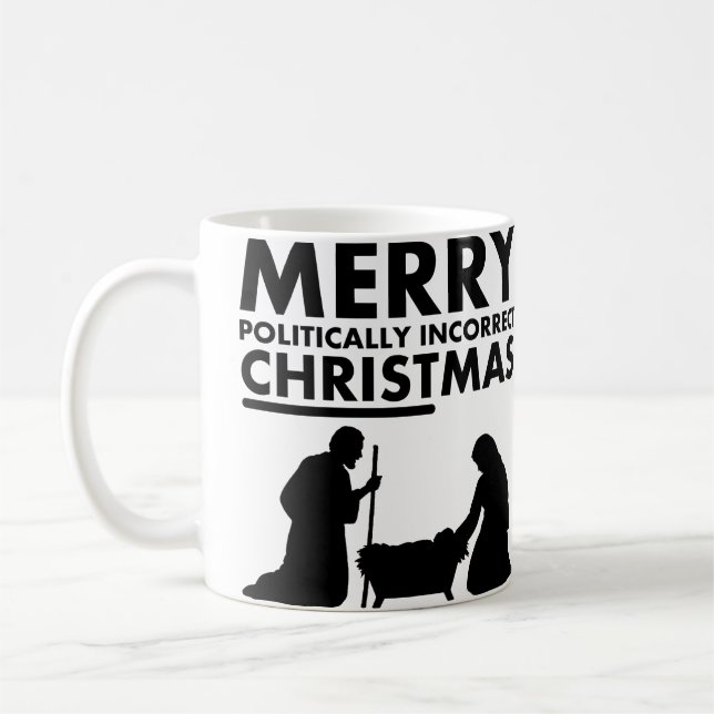 Café Caneca de Natal Politicamente Incorreto de Cristo (Esquerda)