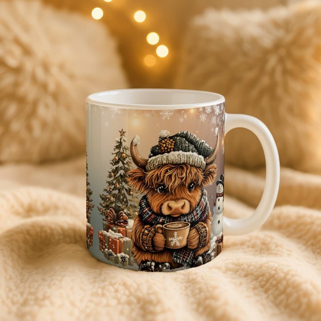 Café Caneca de Natal Vaca das Terras Altas (Criador carregado)